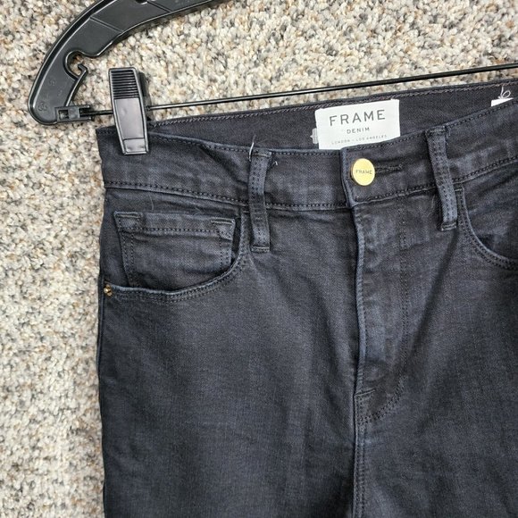Frame Denim Womens 24 Jeans‎ Ali High Rise Cigarette Black Zip 5 Pocket Casual - Picture 3 of 11